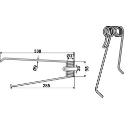 Dent de faneuse Ø9 - droit - AGCO - 4-1046-1159-0