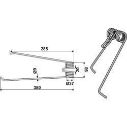 Dent de faneuse Ø9 - gauche - AGCO - 4-1046-1139-0