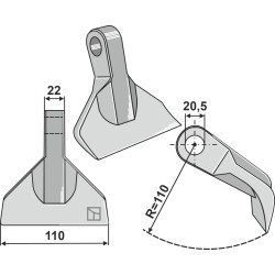 Marteau broyeur 110x22mm - INO - 25304