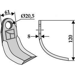 Couteau coudé 120x61mm - Tünnißen & Stocks
