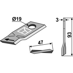 Couteau rotatif 93x47mm - Kverneland - KT4189300001
