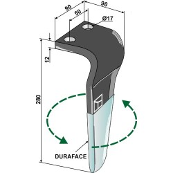 Dent pour herses rotatives (DURAFACE) 280mm, gauche - Landsberg - E020146