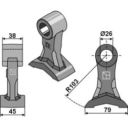 Marteau broyeur 45x38mm - Bomford - 46400.01
