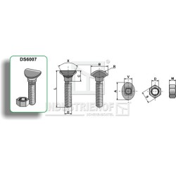 Boulon de cultivateur - M8x20 - 6.8