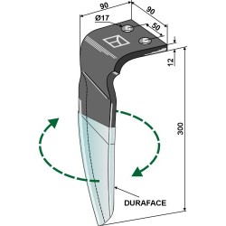 Dent pour herses rotatives (DURAFACE) 300mm, droit - Vigolo