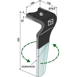 Dent pour herses rotatives (DURAFACE), gauche - Maletti - MA44000151R