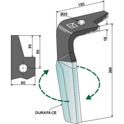 Dent pour herses rotatives (DURAFACE) 300mm, droit - Amazone - 965779