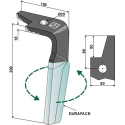 Dent pour herses rotatives (DURAFACE) 300mm, gauche - Amazone - 965781