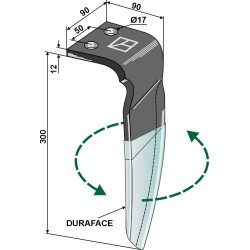 Dent pour herses rotatives (DURAFACE) 300mm, gauche - Vigolo