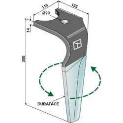 Dent pour herses rotatives (DURAFACE), gauche - Kuhn - K2500070 / K2500071