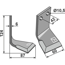 Dent rotative 124x60mm, droit - R2 - 071.020D