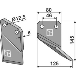 Dent rotative 145x80mm, droit - Massano - M40.0108