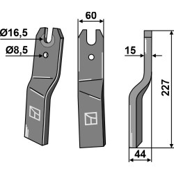 Dent rotative 227x60mm, droit - Kuhn - K1602810