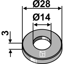 Rondelle Ø28x3xØ14 - Kverneland - KG01267661