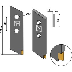 Couteau pour épandeur à fumier - Carbure - Tebbe - 61322H