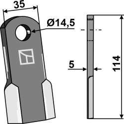 Couteau droit 114x35mm - Del Morino - URC434D