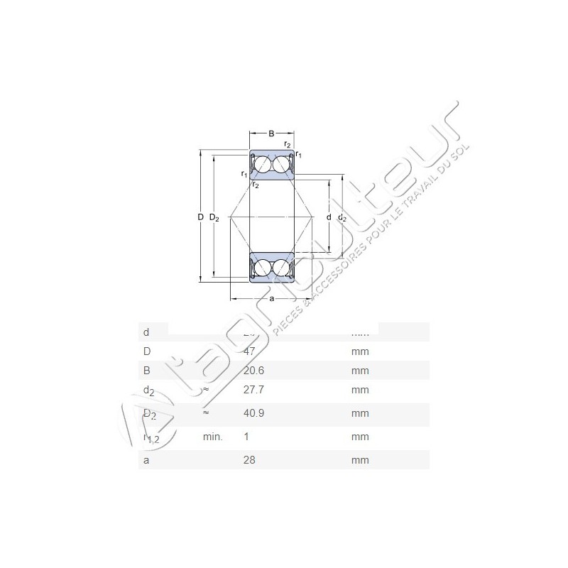 Roulement à bille 3204 A-2RS1 - SKF