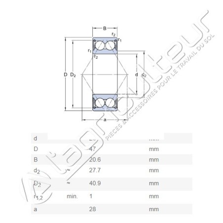 Roulement à bille 3204 A-2RS1 - SKF