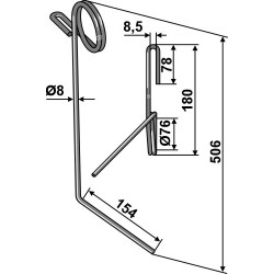 Griffe semoir Ø9mm, arrière droite - Kuhn - FLE3042