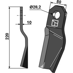 Couteau broyeur 220x80mm, modèle droit - Röll - 308899