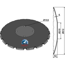 Disque crénelé Ø612x6 - Forges de Niaux