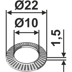 Rondelle de blocage Ø22x1,5xØ10 - New Holland - 140045
