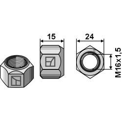 Écrou tout-métal avec partie de serrage M16 - DIN980 galv. 10.9 - Dragone - ND00003848000