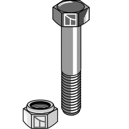 Boulon à tête hexagonale M16x1,5x100 avec écrou à freinage interne - Orsi