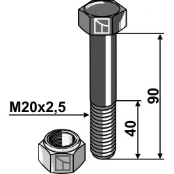 Boulon avec écrou à freinage interne - M20 - 10.9 - Perfect - Schraube 3.03531 / Mutter 3.00212