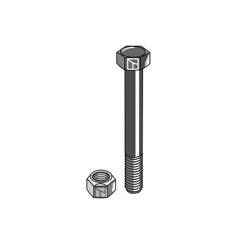 Boulon à tête hexagonale M20x2,5x160 avec écrou à freinage interne