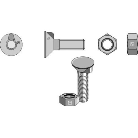 Boulon de charrue DIN 604 M10x1,5x65 et écrou hexagonal