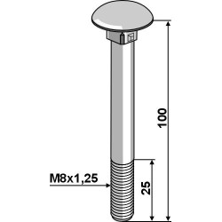 Boulon M8x1,25x100 galvanisé sans écrou