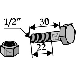 Boulon avec écrou à freinage interne - 1/2''UNF - Taarup