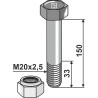 Boulon à tête hexagonale M20x2,5x150 avec écrou à freinage interne - Willibald - E-223-41-006