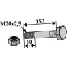 Boulon à tête hexagonale M20x2,5x150 avec écrou à freinage interne