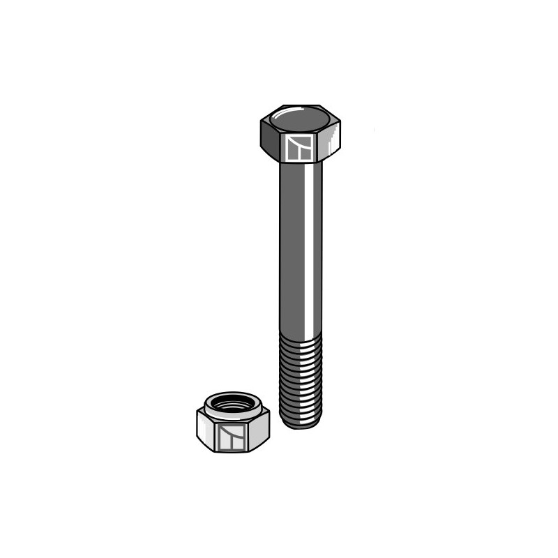 Boulon à tête hexagonale M18x2,5x130 avec écrou à freinage interne - Dragone