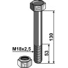 Boulon à tête hexagonale M18x2,5x130 avec écrou à freinage interne - Dragone