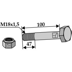 Boulon à tête hexagonale M18x1,5x100 avec écrou à freinage interne - Alpego - C00837