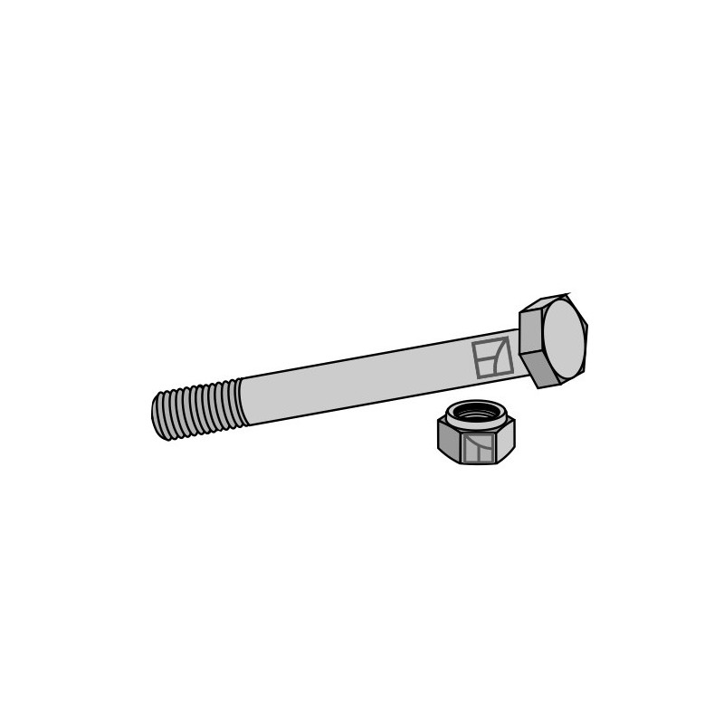 Boulon à tête hexagonale M16x2x124 avec écrou à freinage interne - Gilbers