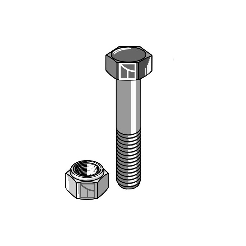 Boulon à tête hexagonale M12x1,75x45 avec écrou à freinage interne