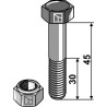 Boulon à tête hexagonale M12x1,75x45 avec écrou à freinage interne