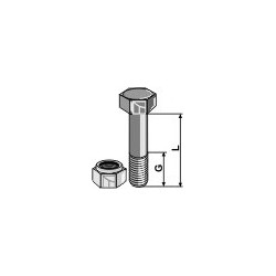 Boulon à tête hexagonale M12x1,75x25 avec écrou à freinage interne