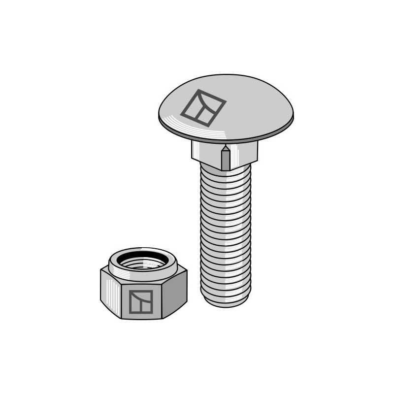 Boulon à tête bombée M12x1,75x45 avec écrou à freinage interne