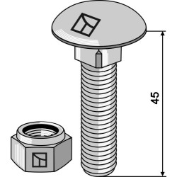 Boulon à tête bombée M12x1,75x45 avec écrou à freinage interne