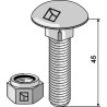 Boulon à tête bombée M12x1,75x45 avec écrou à freinage interne