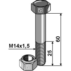 Boulon à tête hexagonale M14x1,5x60 avec écrou à freinage interne