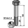 Boulon à tête hexagonale M14x1,5x60 avec écrou à freinage interne