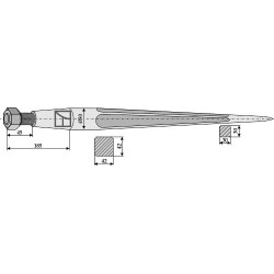 Dent de chargeur 1100mm