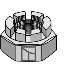 écrou hexagonal à créneaux dégagés M 30 x 3,5 pour arbre carré 30x30