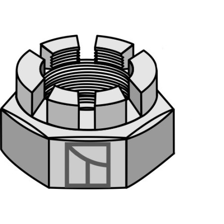écrou hexagonal à créneaux dégagés M 30 x 3,5 pour arbre carré 30x30